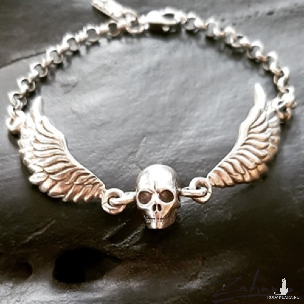 Bransoletka Czaszka ze skrzydłami srebro Zahario